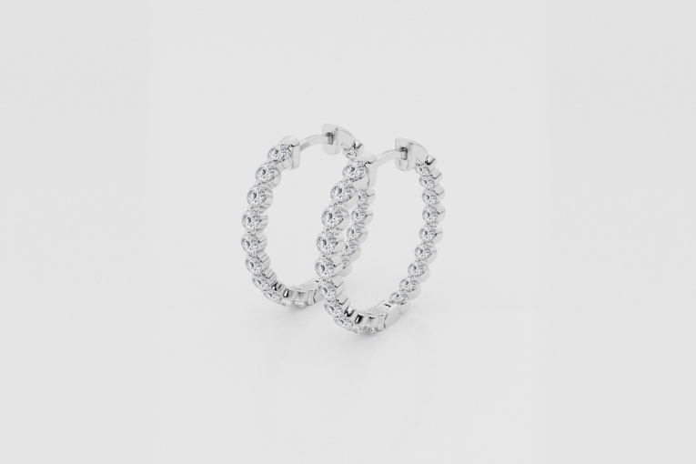 Natural Diamond | 1 ctw Round Inside-Out Floating Hoop Earrings